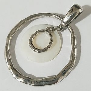Lia Sophia Silver-Tone Hoop Pendant with White Accent
